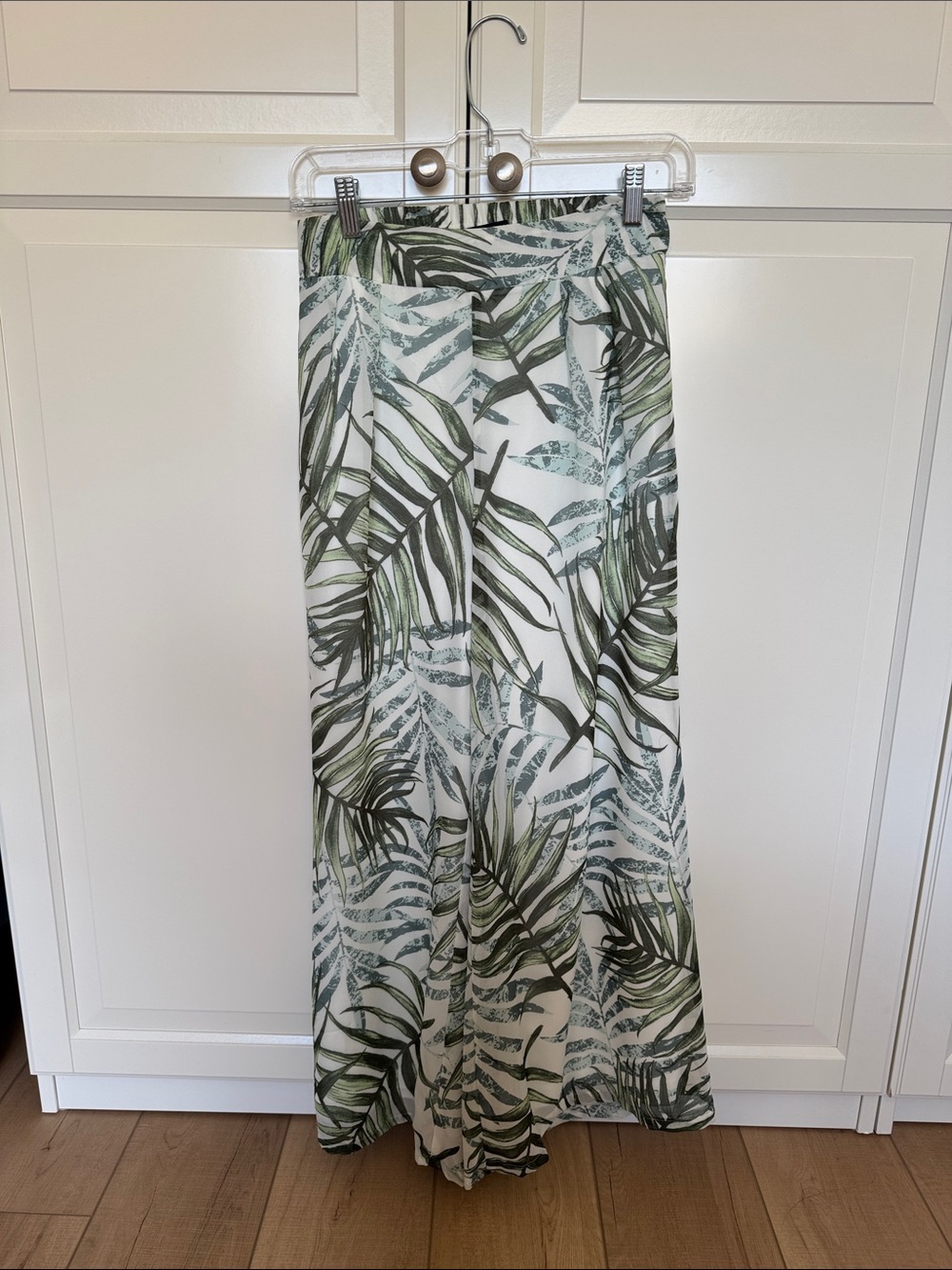 Papaya White Maxi Skirt with Olive & Sage Palm Print
